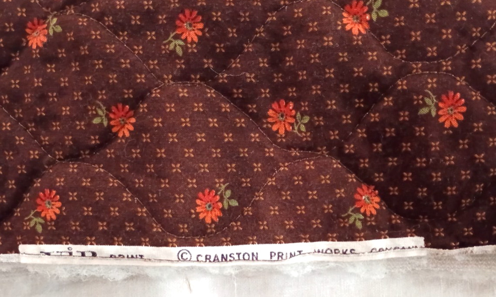VTG Pre-Quilted Cranston Brown Rust Cotton Fabric 1 Pc 104x40 Country Cottage